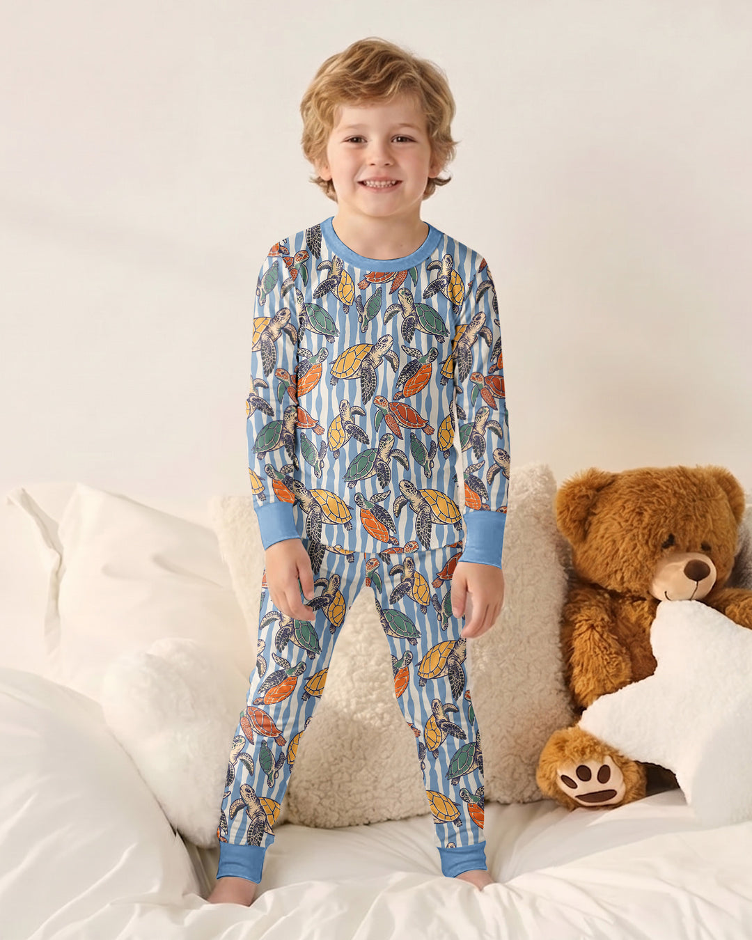 Turtle Bay Family Matching Bamboo Two Piece Long Sleeve Pajama Set