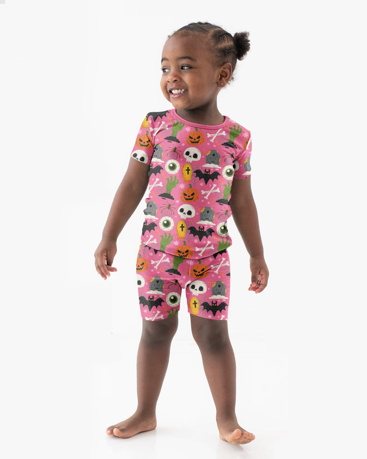 Little Monsters Bamboo Two Piece Short Sleeve Shorts Pyjamas Set For Halloween