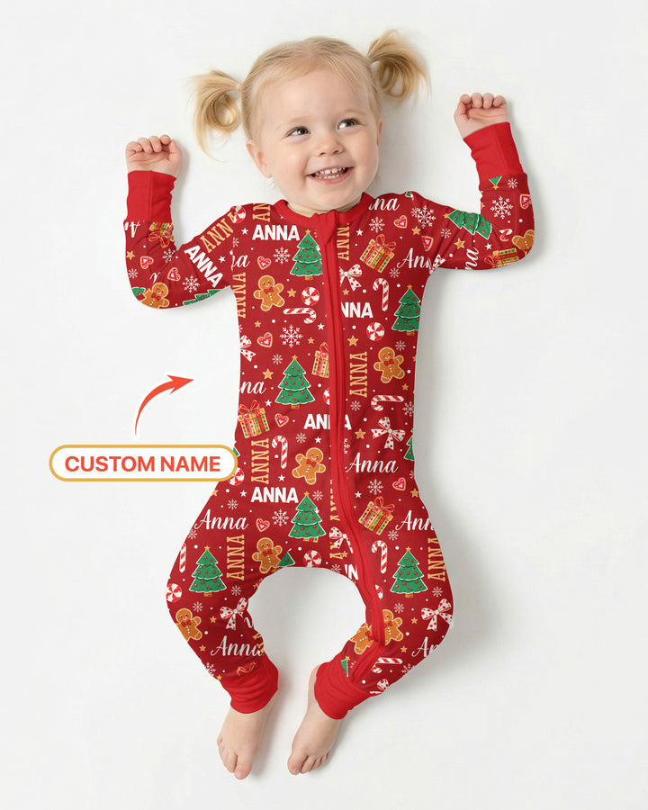 Custom Name Christmas Crew Family Matching Bamboo Convertible Zippy