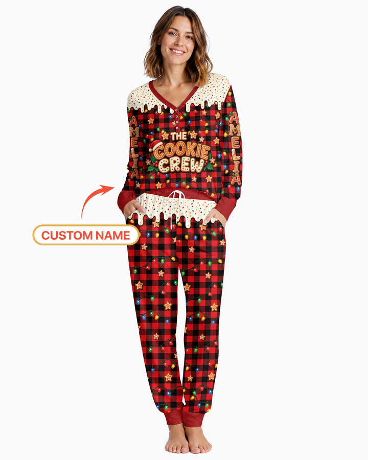 The Cookie Crew Custom Gingerbread Letter Bamboo Women Pajama Set