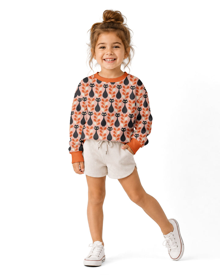 Retro Black Cat Garden Bamboo Crewneck Sweatshirt