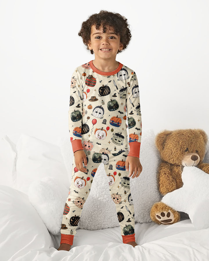 Horror Movie Pumpkins Bamboo Two Piece Long Sleeve Pajama Set