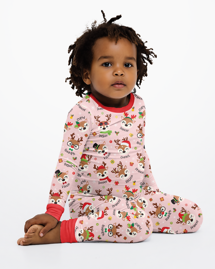 Christmas Reindeer Squad Bamboo Two Piece Long Sleeve Pajama Set