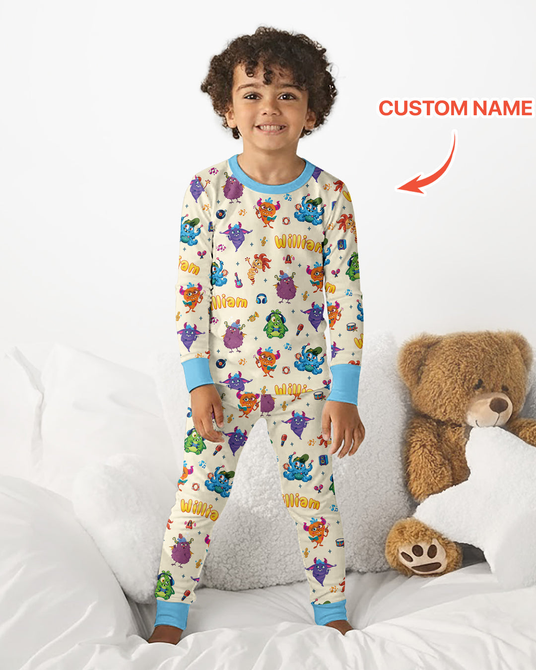 Happy Little Monster Music Band Bamboo Two Piece Long Sleeve Pajama Set