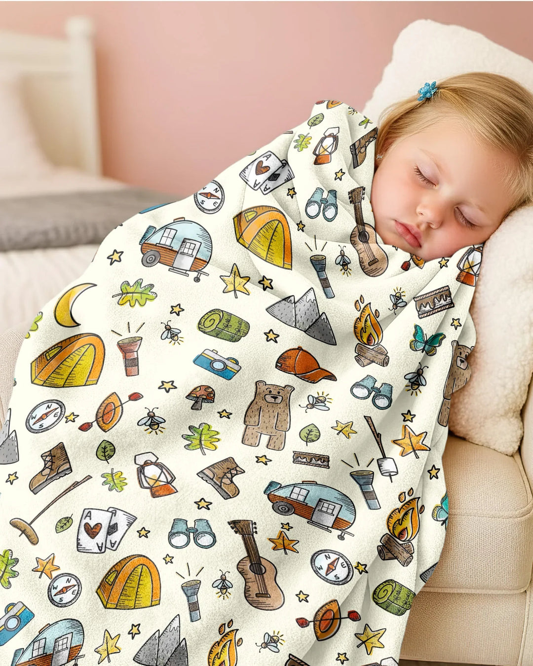 Love Camping Matching Family Bamboo Blanket
