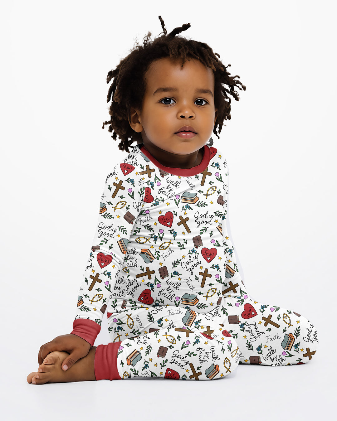 Love Jesus God Is Good Bamboo Two Piece Long Sleeve Pajama Set