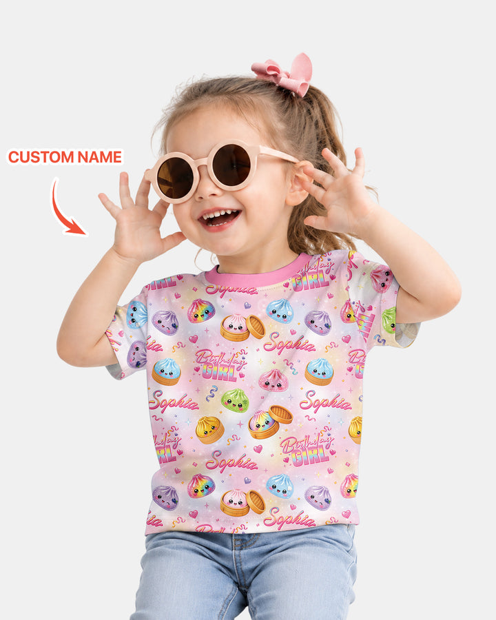 Birthday Girl Glitter Dumpling Bamboo Crewneck T-Shirt