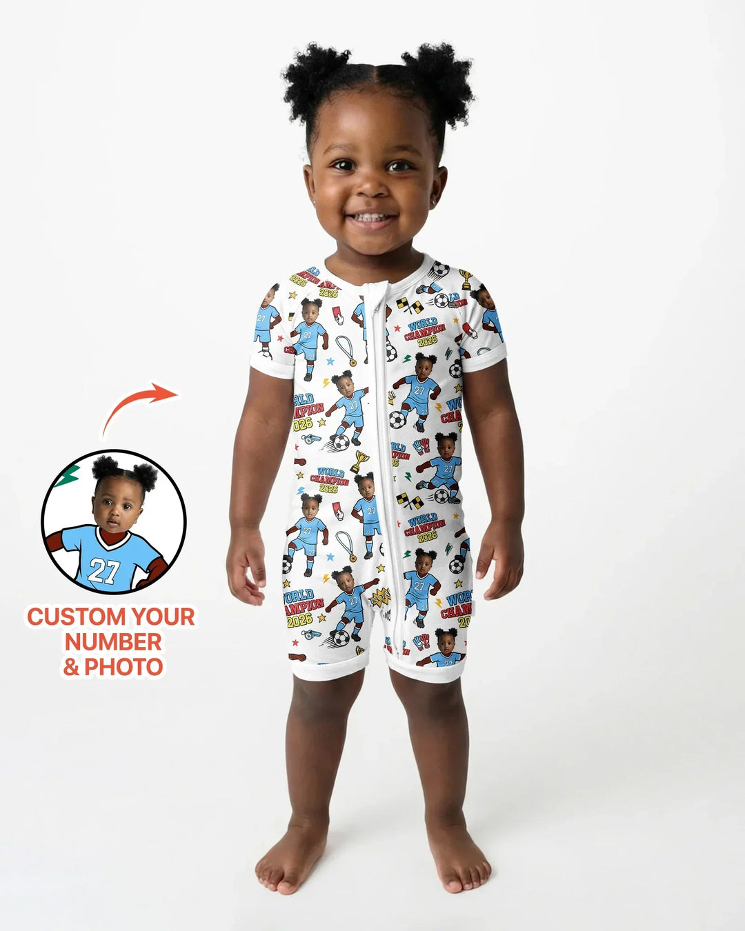 Custom Photo World Champion 2026 Family Matching Bamboo Shorty Zippy
