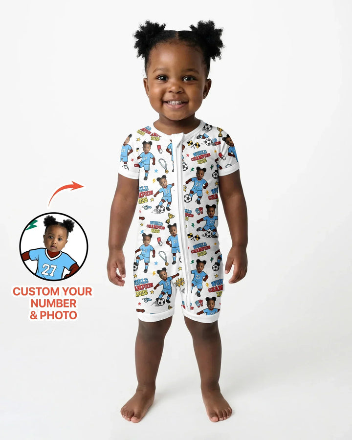 Custom Photo World Champion 2026 Family Matching Bamboo Shorty Zippy