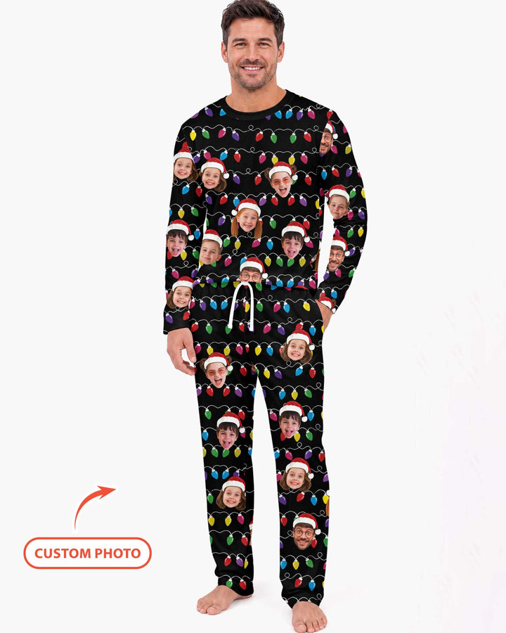 Custom Face Christmas Family Silly Xmas Leds Bamboo Men's Pajama Set