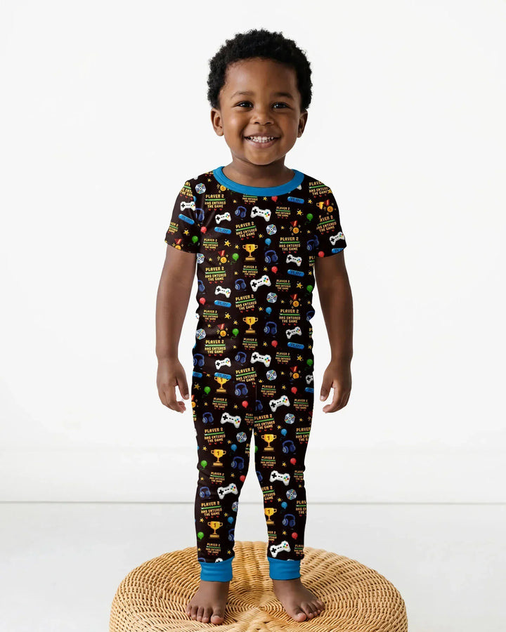 Leveled Up Daddy & Me Matching Bamboo Two Piece Short Sleeve Pajama Set