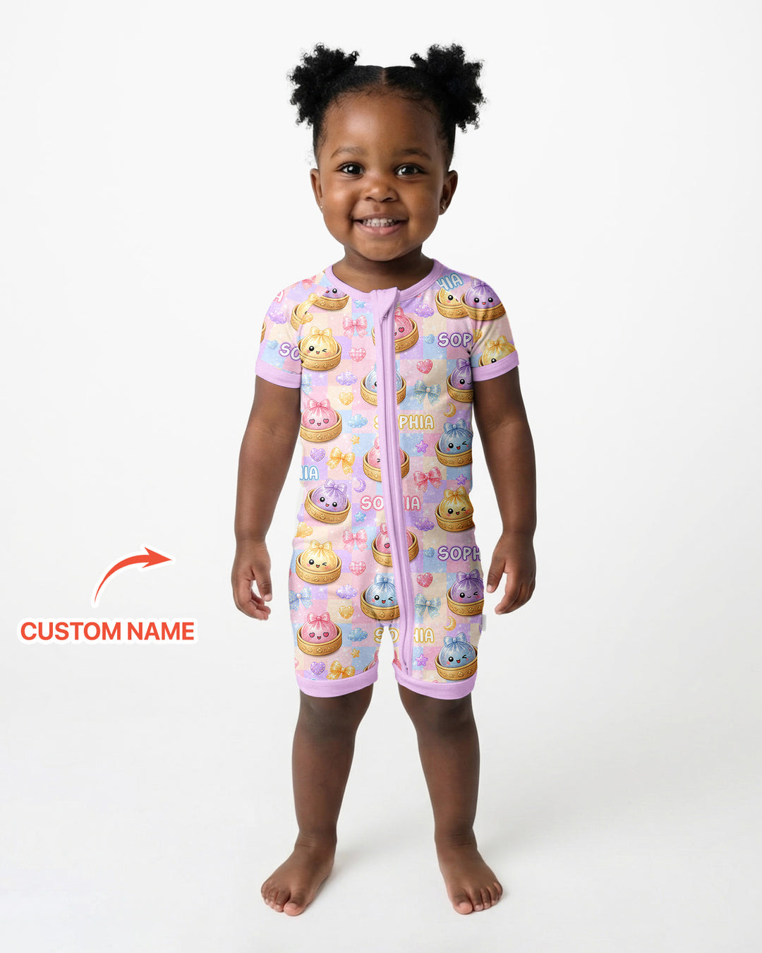 Custom Name Coquette Glitter Dumpling Bamboo Shorty Zippy
