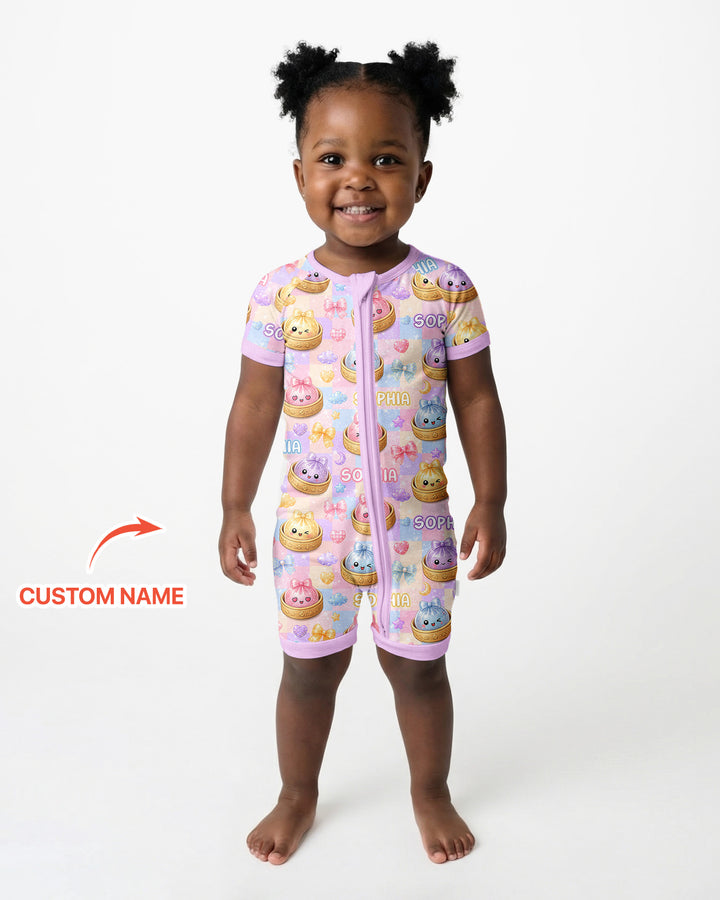 Custom Name Coquette Glitter Dumpling Bamboo Shorty Zippy