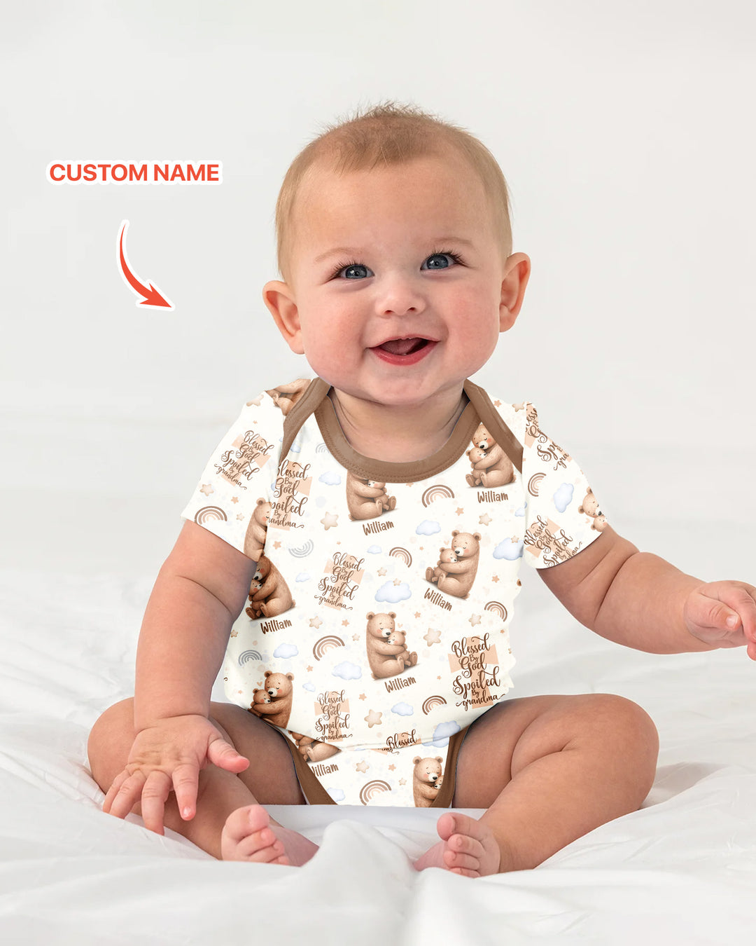 Custom Name Blessed By God Spoiled By Grandma Bamboo Bodysuit
