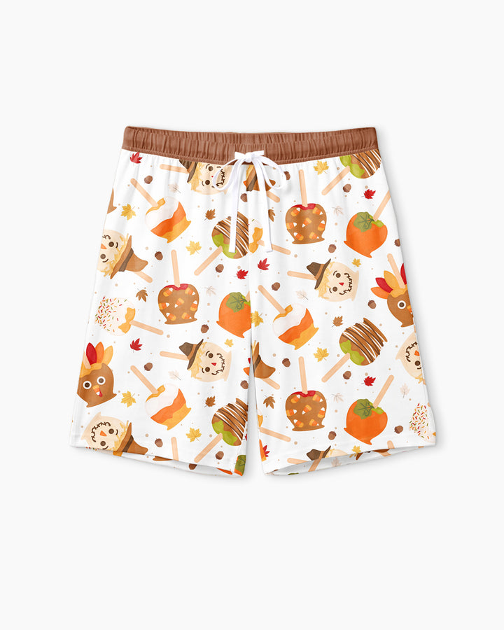 Fall Caramel Apple Family Matching Bamboo Men Short Sleeve Short Pajama Set