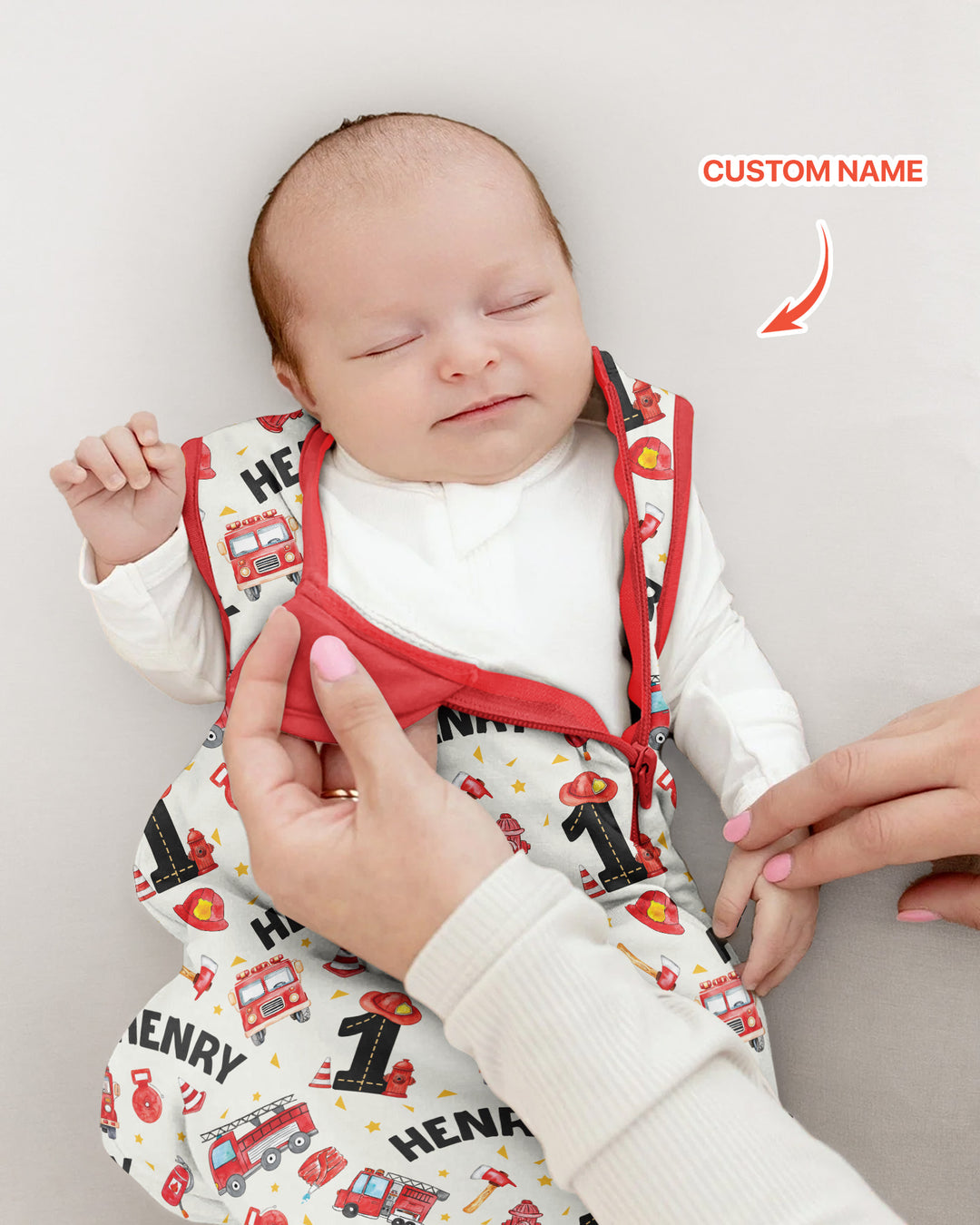 Custom Name Fire Truck Birthday Boy Bamboo Sleep Bag