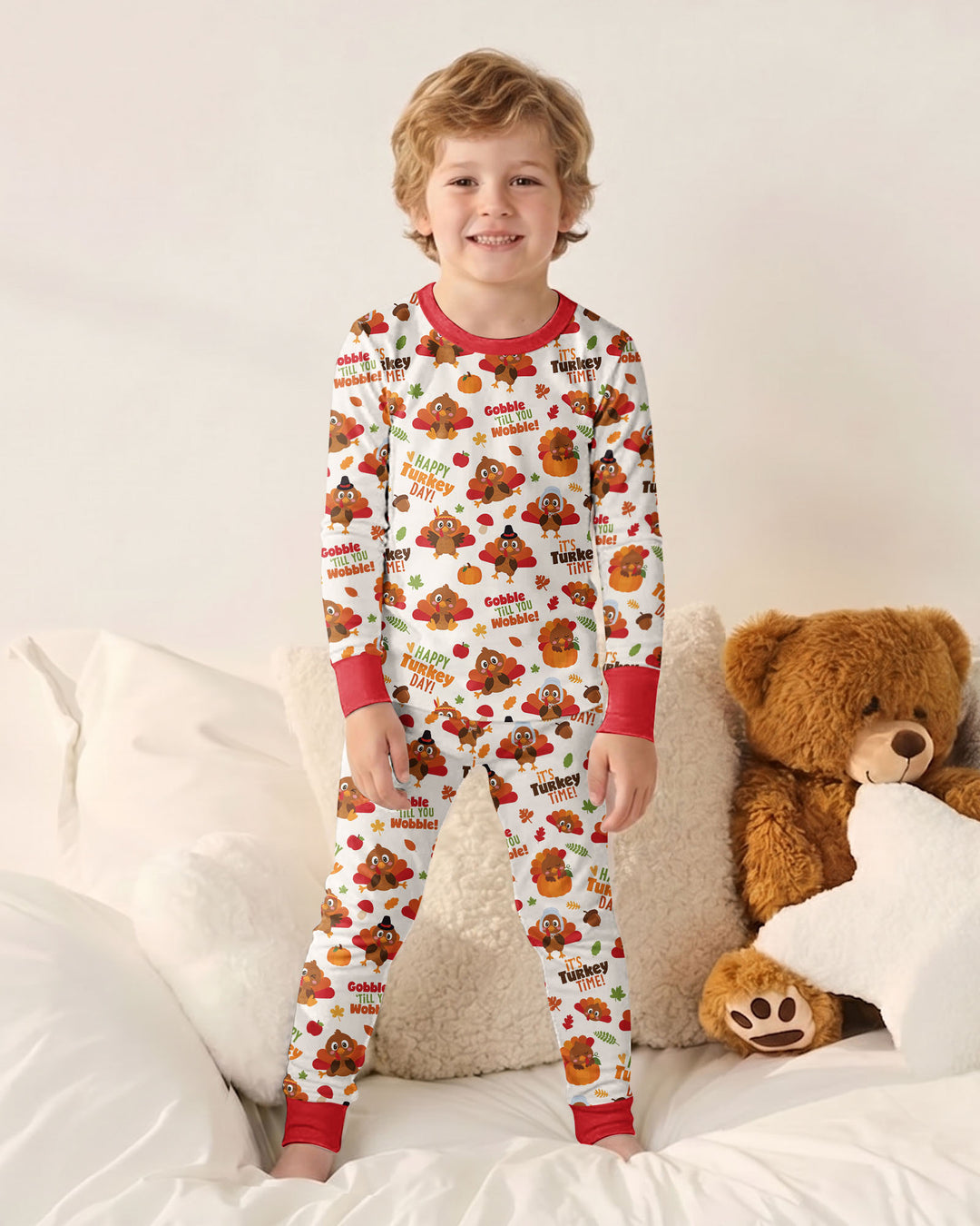 Happy Turkey Day Bamboo Two Piece Long Sleeve Pajama Set