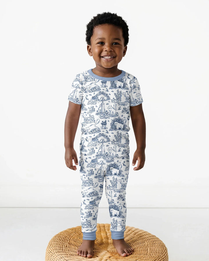 Toile Cats Bamboo Two Piece Short Sleeve Pajama Set