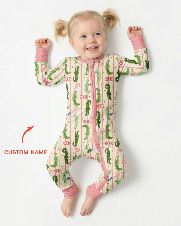 Custom Name Tennis Crocodiles Bamboo Convertible Zippy