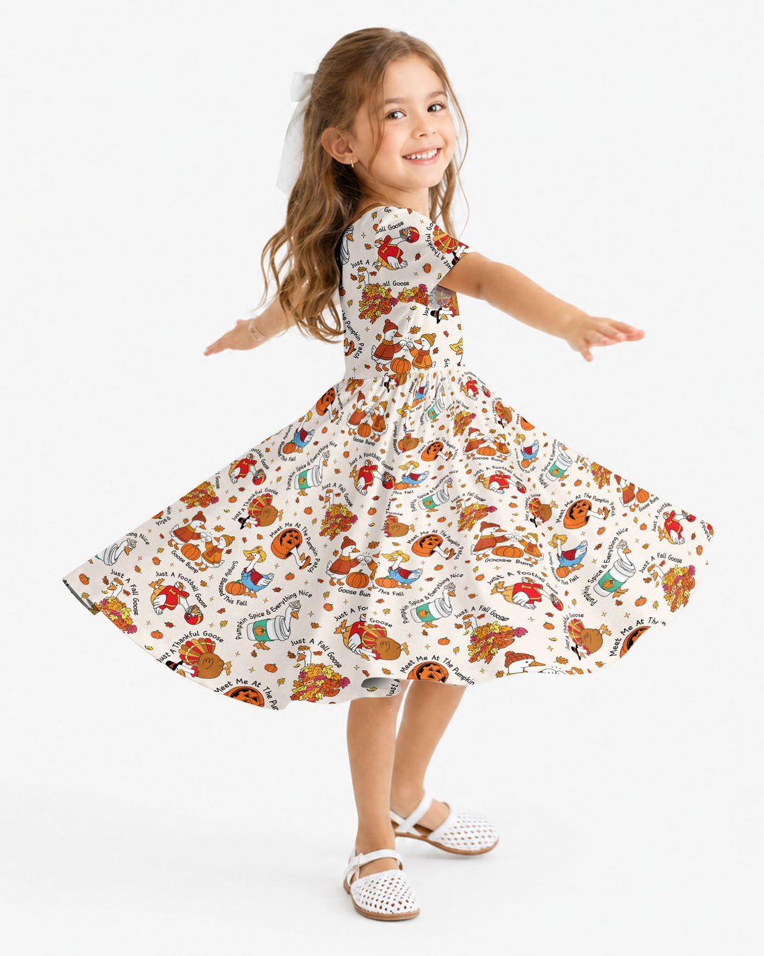 Just A Fall Goose Family Matching Bamboo Twirl Dress