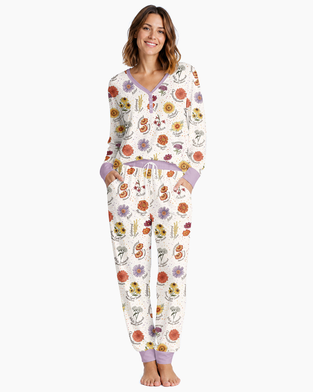 Autumn Blooms of North America Bamboo Women Pajama Set