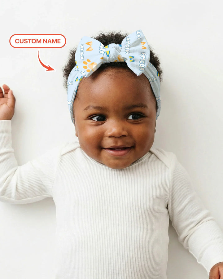 Custom Name Favourite Blue Dog Family Matching Headband