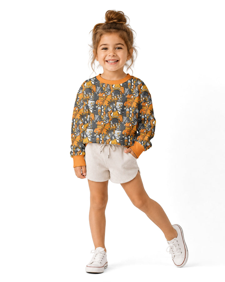 Colorful Doodle Monster Friends Bamboo Crewneck Sweatshirt