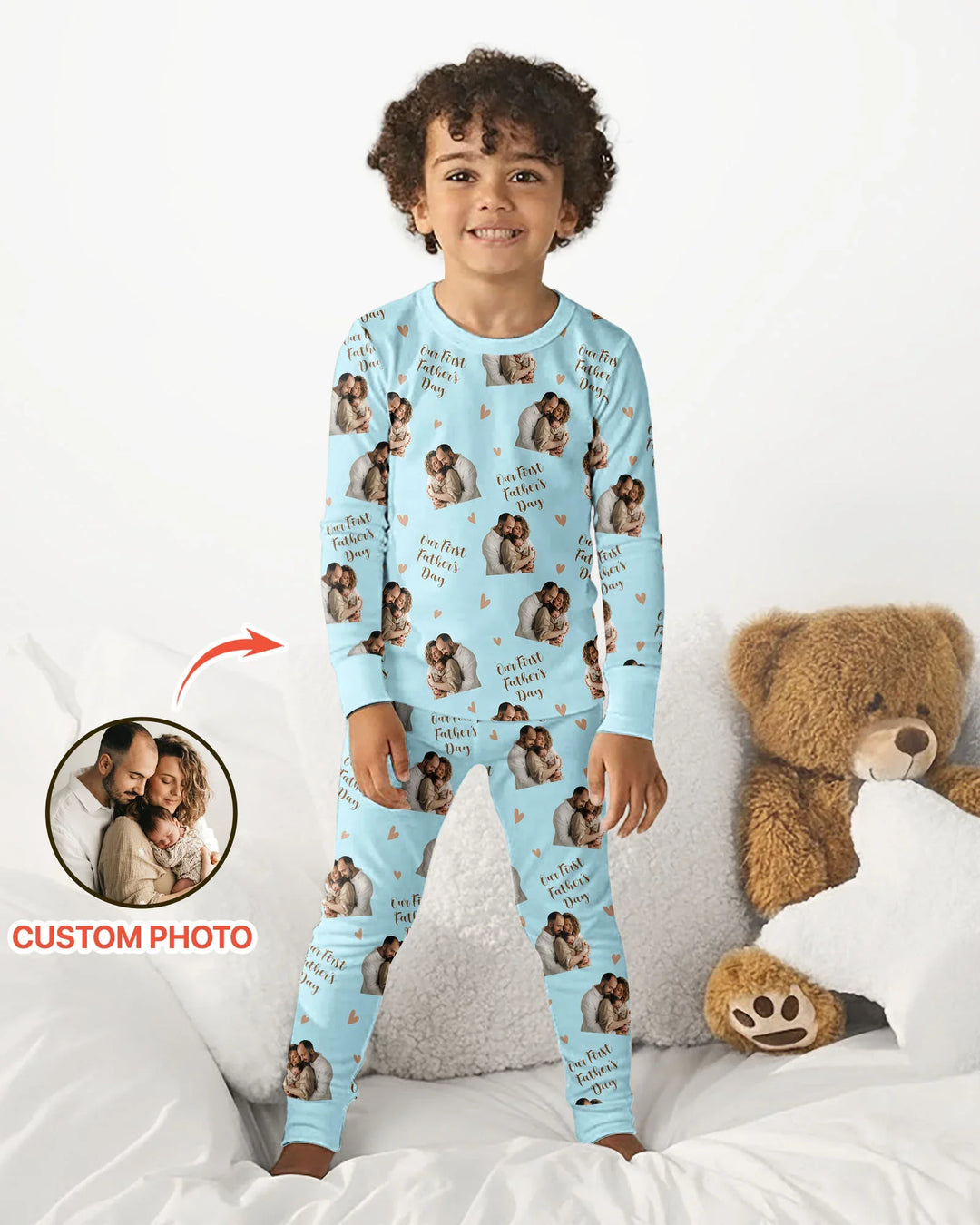 Custom Photo Our First as Parents Bamboo Two Piece Long Sleeve Pajama Set