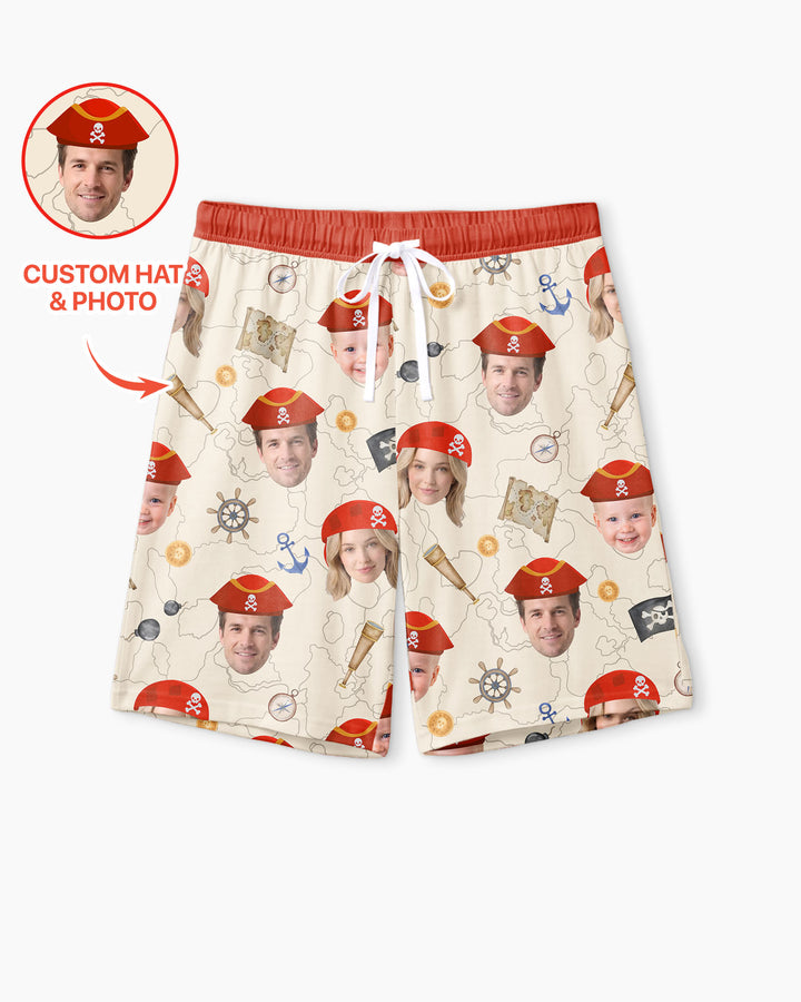 Custom Photo Treasure Map Adventures Family Matching Bamboo Men Short Sleeve Short Pajama Set