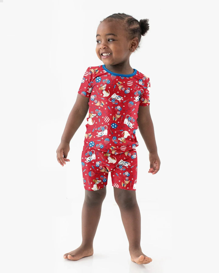 Red, White & Woof Family Matching Bamboo Two Piece Short Sleeve Shorts Pajama Set