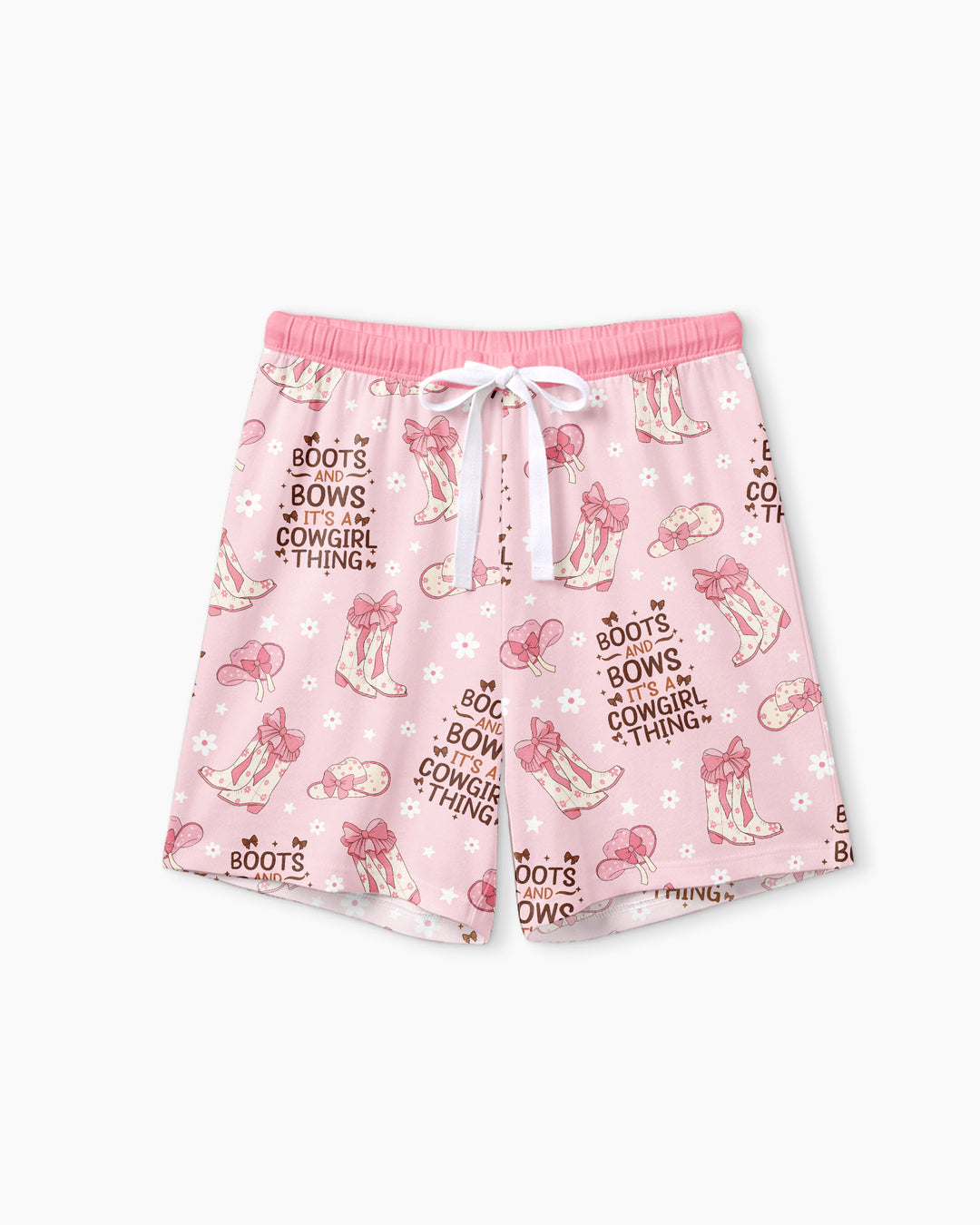 Western Cowgirl Boots And Bows Bamboo Women Short Sleeve Short Pajama Set