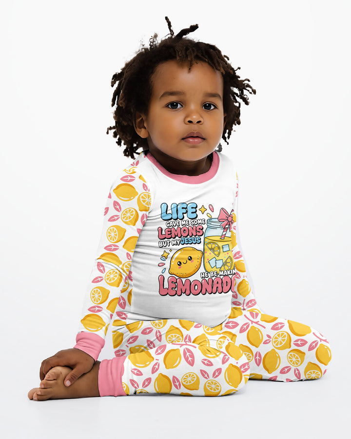 Inspired Life Gave Me Lemons Bamboo Two Piece Long Sleeve Pajama Set