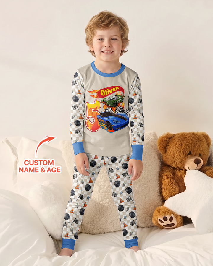 Custom Race Car Bamboo Two Piece Long Sleeve Pajama Set