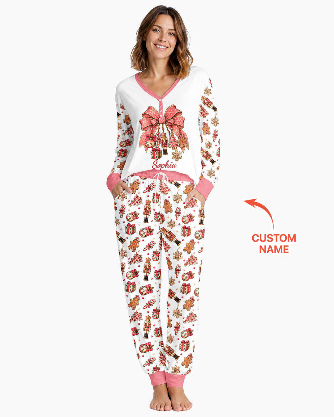 Custom Name Nutcracker The Bow Bamboo Women Pajama Set