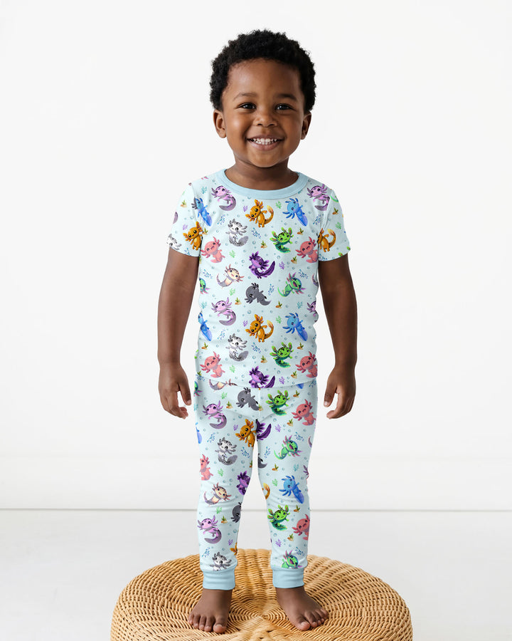 I Love You Axolotl Bamboo Two Piece Short Sleeve Pajama Set