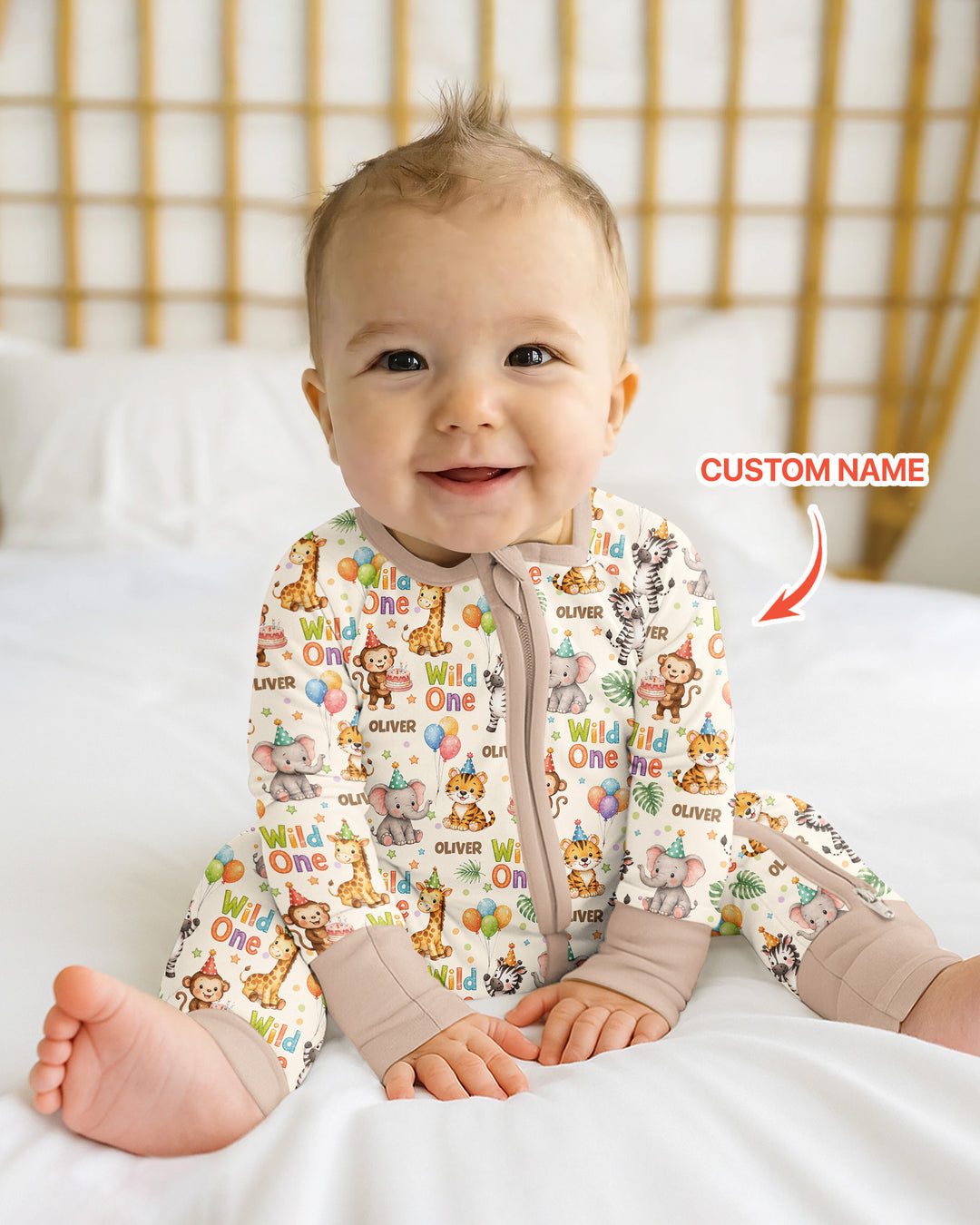 Custom Name 1st Birthday Wild One Bamboo Convertible Zippy