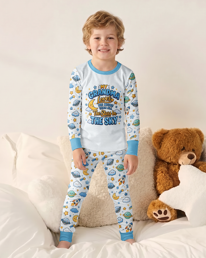 My Grandma Loves Me More Than All The Stars Bamboo Two Piece Long Sleeve Pajama Set