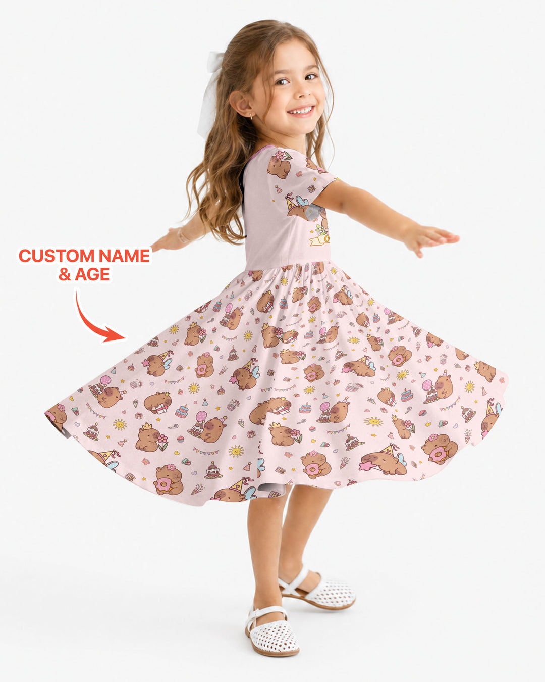 Personalized Capy Birthday Girl Bamboo Twirl Dress