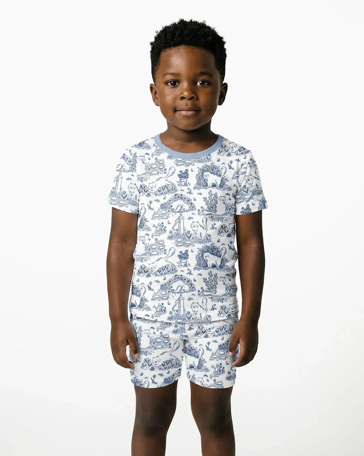 Toile Cats Bamboo Two Piece Short Sleeve Shorts Pajama Set