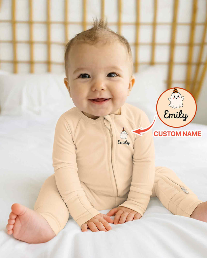 Personalized Baby Boo Ghost Pumpkin My First Halloween Bamboo Convertible Zippy