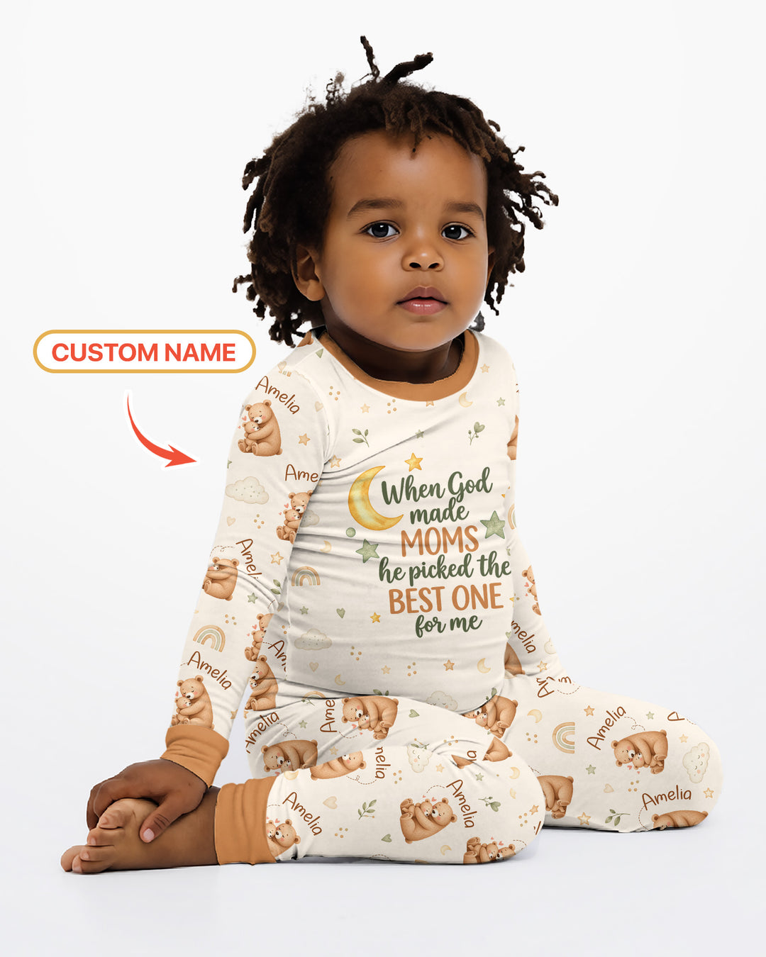 When God Made Moms Bamboo Two Piece Long Sleeve Pajama Set