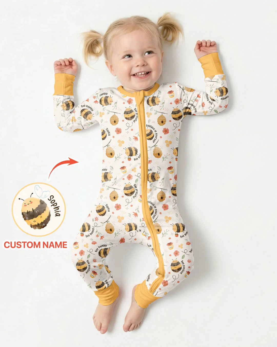 Bee Kind Custom Name Bamboo Convertible Zippy