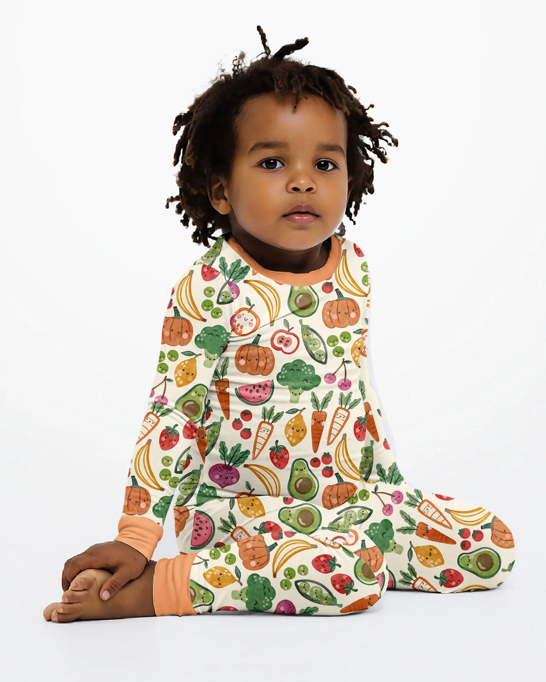 Veggie Friends Family Matching Bamboo Two Piece Long Sleeve Pajama Set