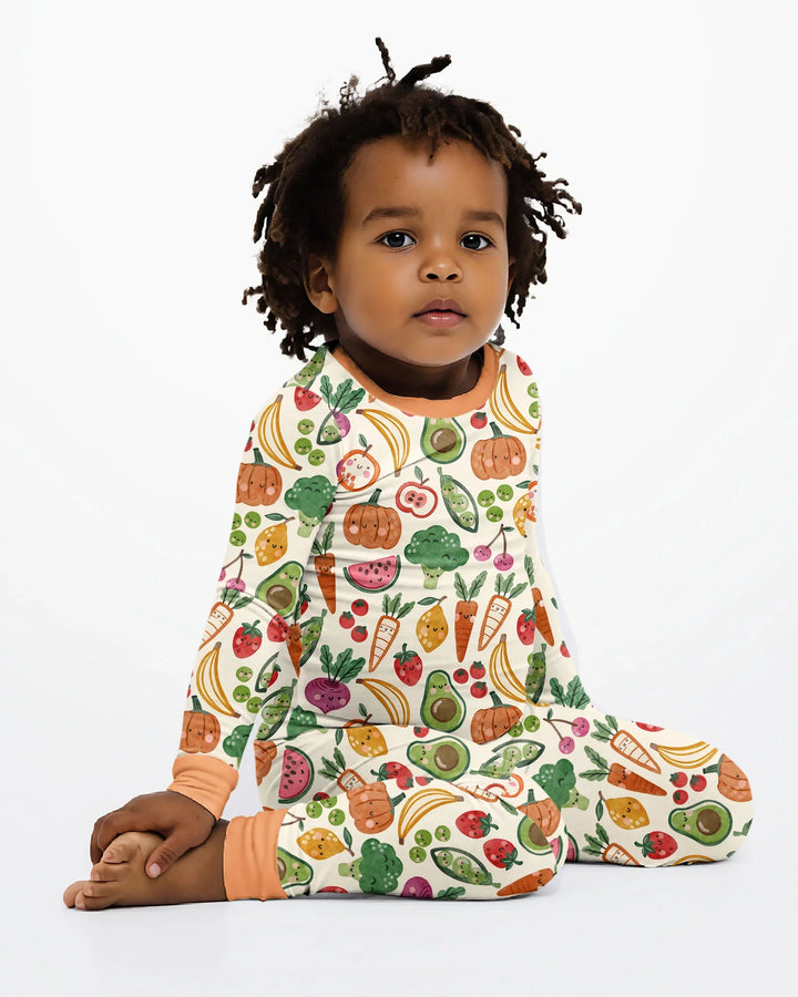 Veggie Friends Family Matching Bamboo Two Piece Long Sleeve Pajama Set