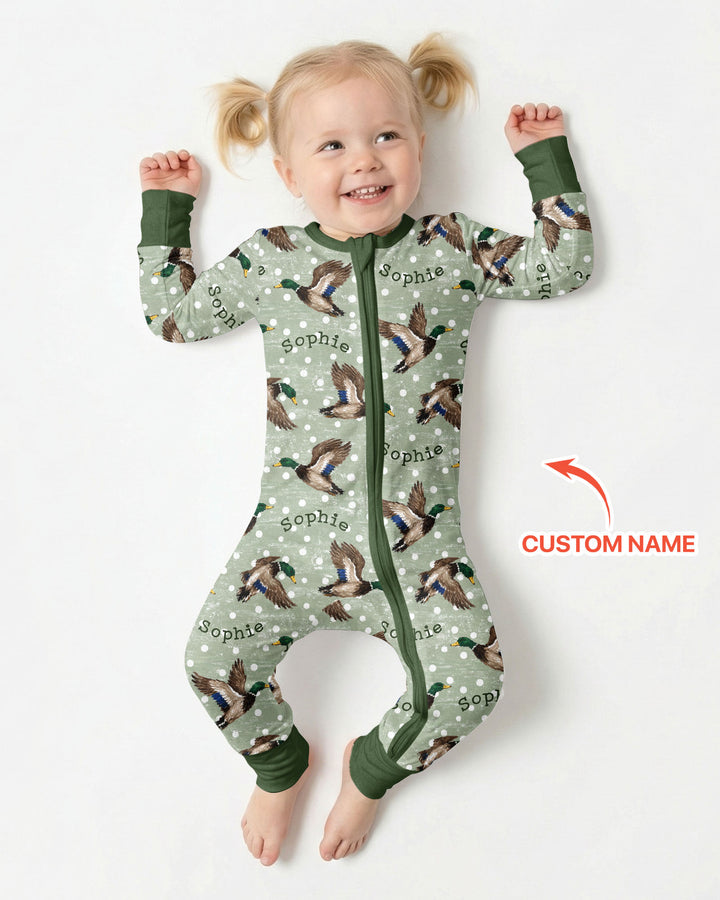 Custom Name Flying Mallard Duck Bamboo Convertible Zippy