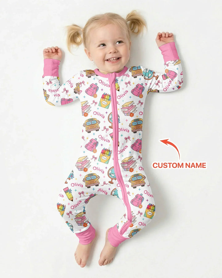 Custom Name Back To School Bamboo Convertible Zippy