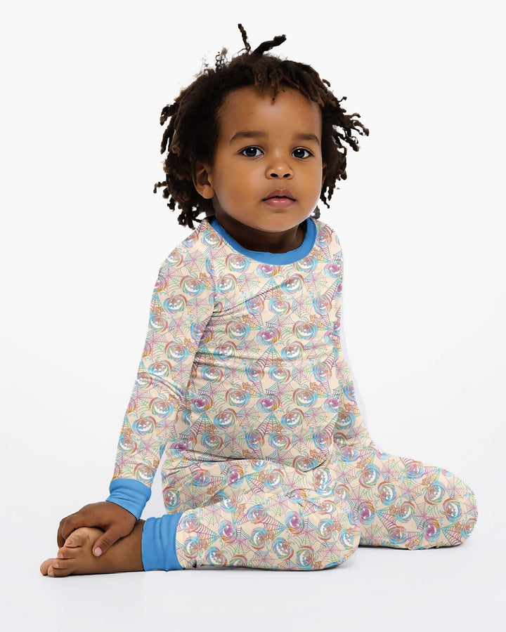 Pastel Halloween Jack O Lanterns Bamboo Two Piece Long Sleeve Pajama Set