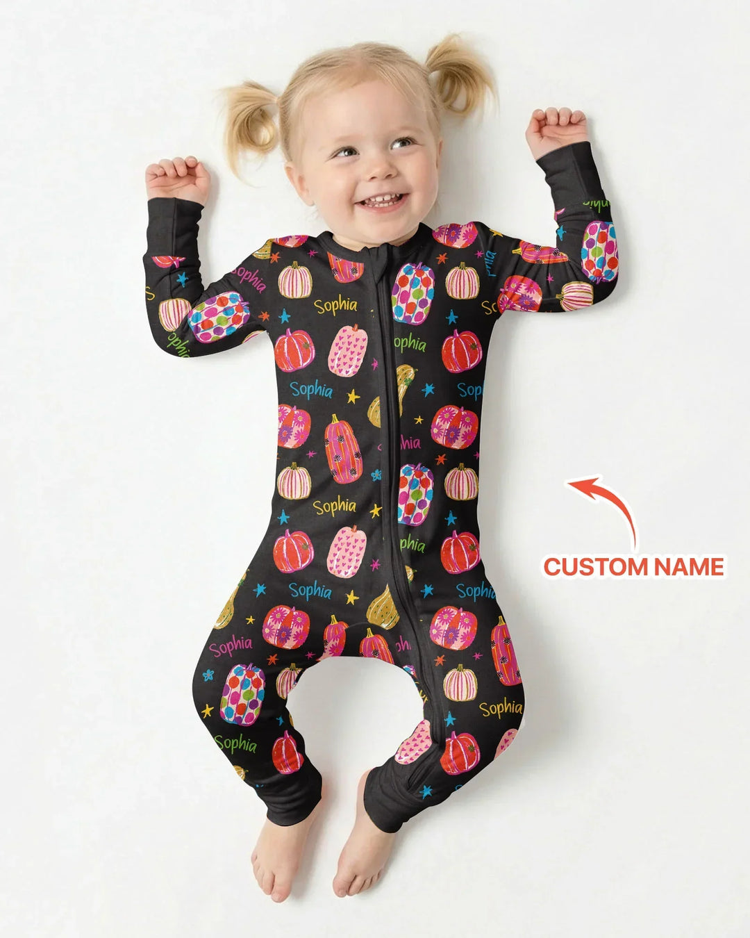 Custom Name Colorful Pumpkin Bamboo Convertible Zippy