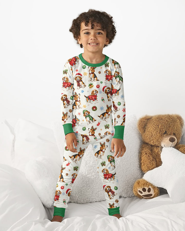 Beagle Christmas Bamboo Two Piece Long Sleeve Pajama Set