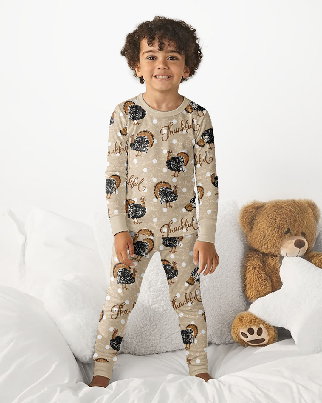 Turkey Thankful Bamboo Two Piece Long Sleeve Pajama Set